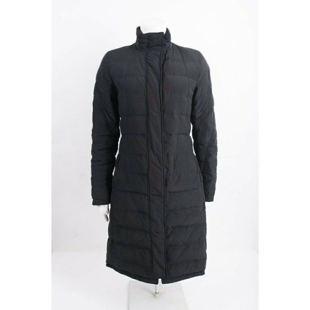 Talbots Womans Black Puffer Down Coat Jacket Size S Reversible Mid Length